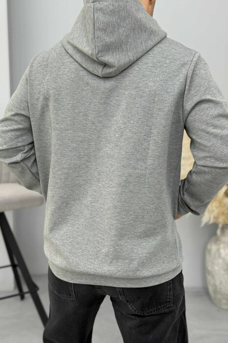 HOODIE NJËNGJYRËSHE ME LOGO TË THJESHTË PARA PËR MESHKUJ NË NGJYRËN GRI - 2