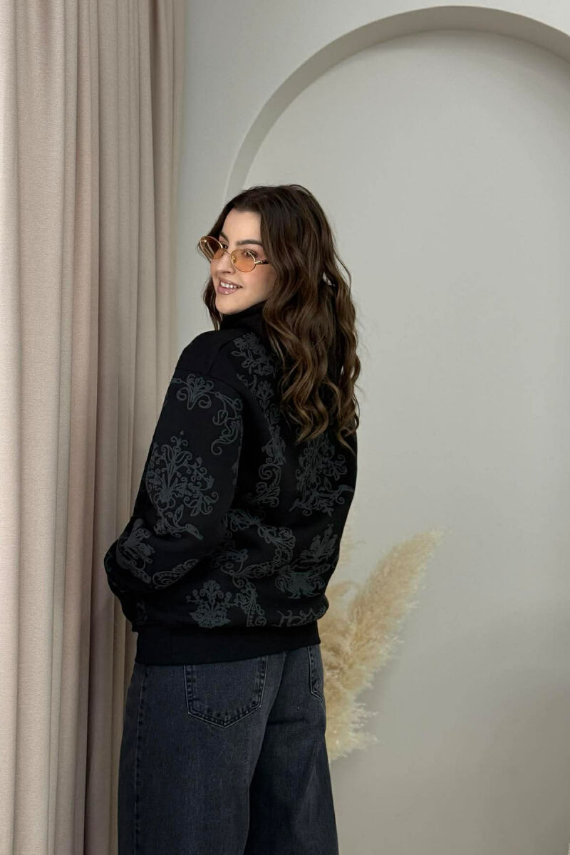 HOODIE NJENGJJYRESHE ME PUSH DHE DIZAJN LULESH PER FEMRA NE NGJYRE TE ZEZE - 2