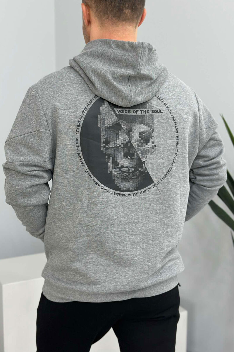 HOODIE PAMBUKU PËR MESHKUJ NË NGJYRË GRI - 5