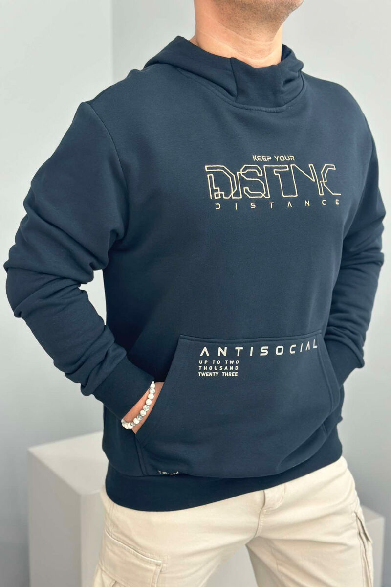 HOODIE PAMBUKU PËR MESHKUJ NË NGJYRËN BLU - 1