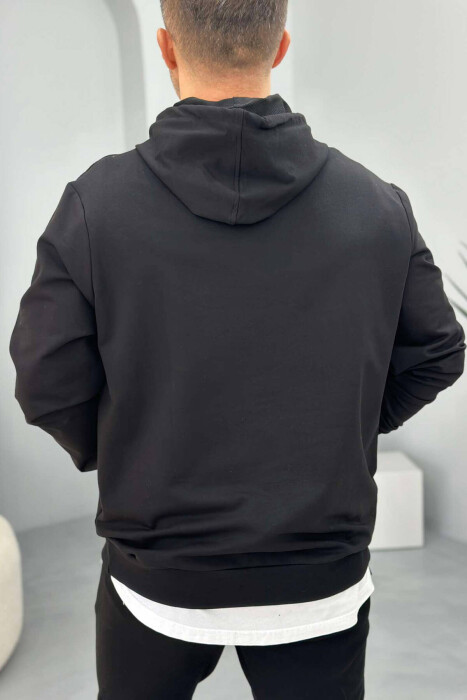 HOODIE PAMBUKU PËR MESHKUJ NË NGJYRËN E ZEZË - 2