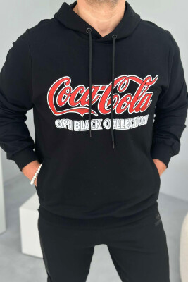 HOODIE PËR MESHKUJ ME DIZANJIN E LOGOS COCA-COLA NË NGJYRËN E ZEZË 