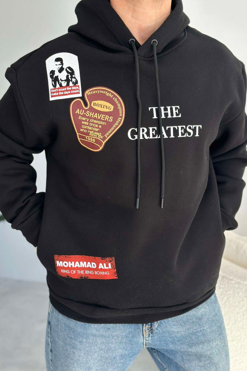 HOODIE PËR MESHKUJ ME IMAZHIN E MOHAMAD ALI NË NGJYRËN E ZEZË - 3