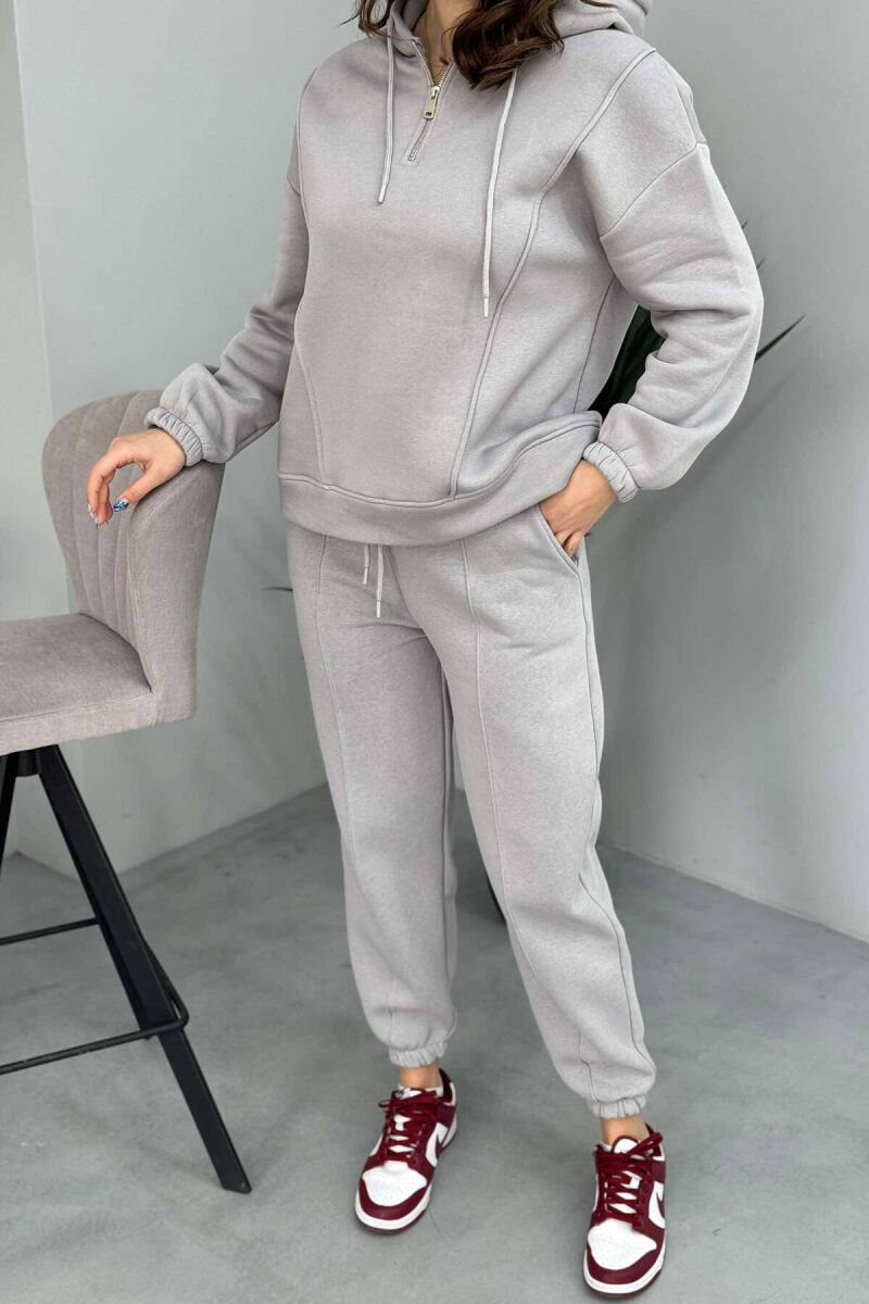 HOODIE+JOGGERS FLUFFY WOMEN SET GREY/GRI - 4