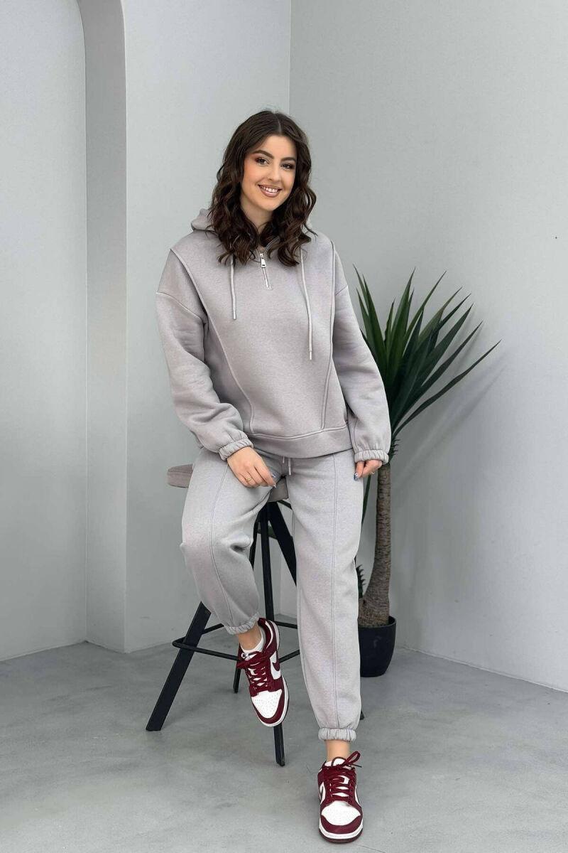 HOODIE+JOGGERS FLUFFY WOMEN SET GREY/GRI - 7