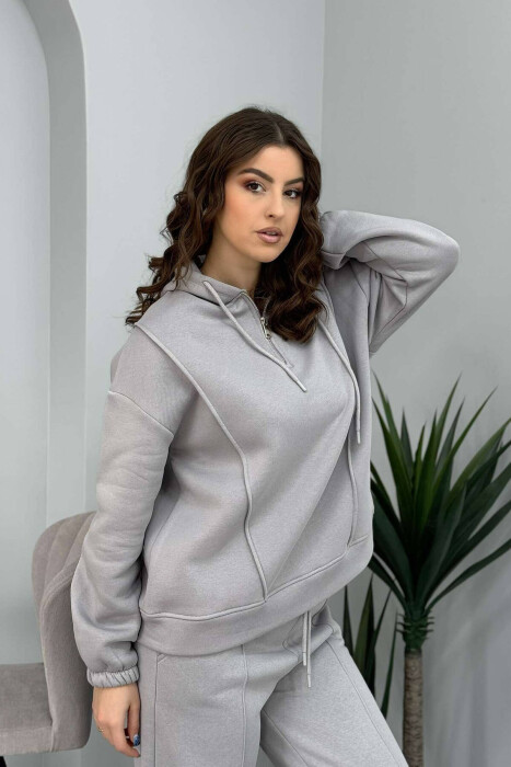 HOODIE+JOGGERS FLUFFY WOMEN SET GREY/GRI - 8