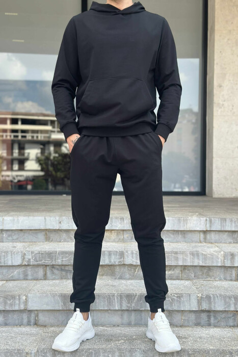 HOODIE+JOGGERS ONE COLOR MEN SET BLACK/ E ZEZE - 1