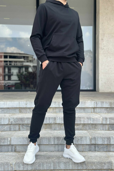 HOODIE+JOGGERS ONE COLOR MEN SET BLACK/ E ZEZE - 5