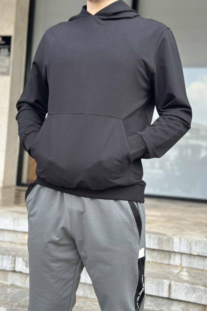 HOODIE+JOGGERS ONE COLOR MEN SET BLACK-GREY/ZEGR - 3