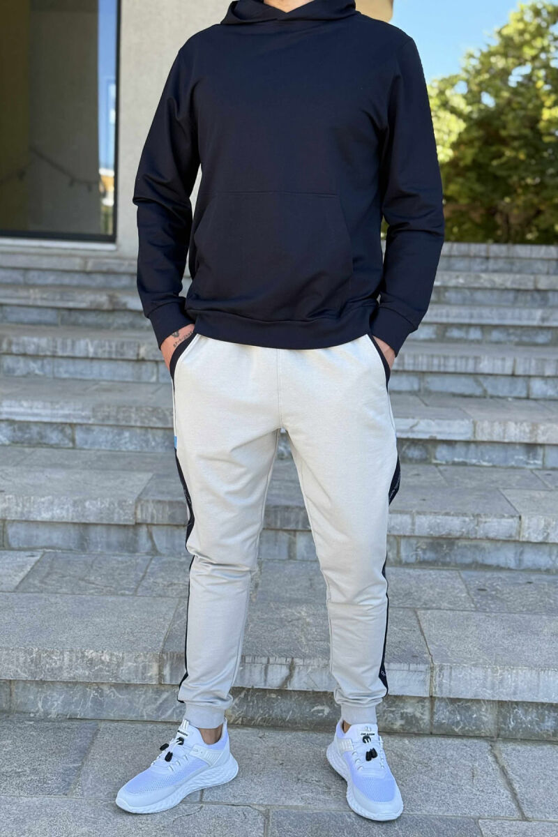 HOODIE+JOGGERS ONE COLOR MEN SET GREY-BLUE/ GRBL - 1