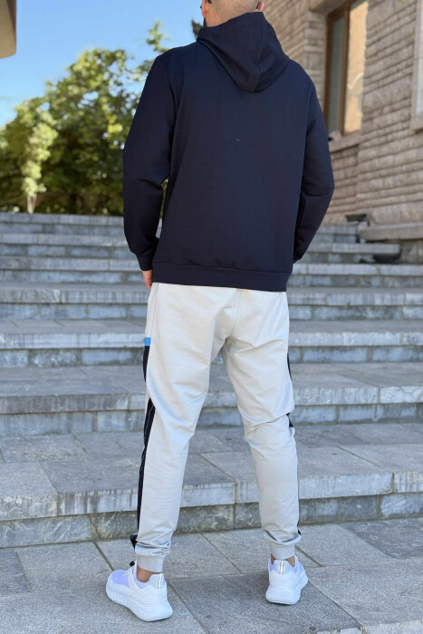 HOODIE+JOGGERS ONE COLOR MEN SET GREY-BLUE/ GRBL - 4