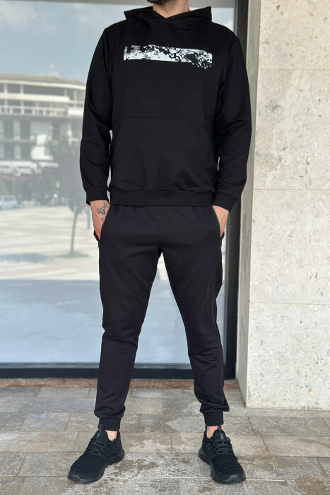 HOODIE+JOGGERS SIMPLE DESIGN MEN SET BLACK/ E ZEZE - 1