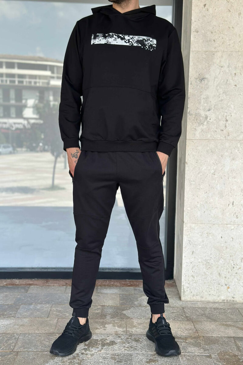 HOODIE+JOGGERS SIMPLE DESIGN MEN SET BLACK/ E ZEZE - 1