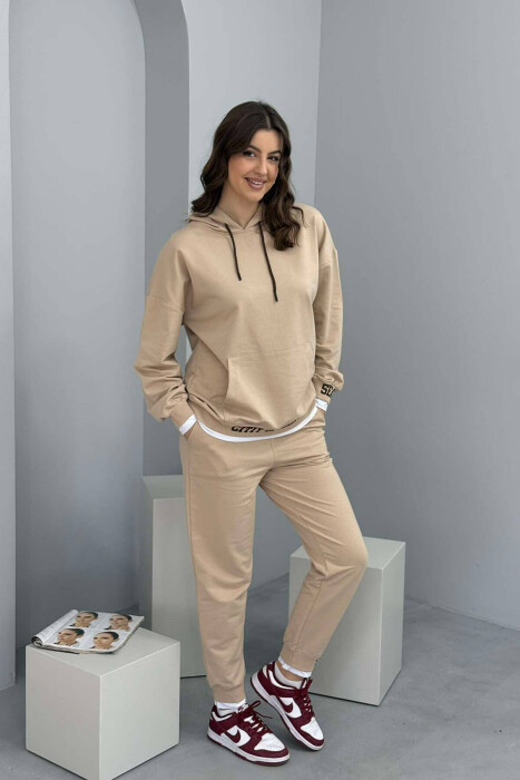 HOODIE+JOGGERS WOMEN SET BEIGE/BEZHE - 5