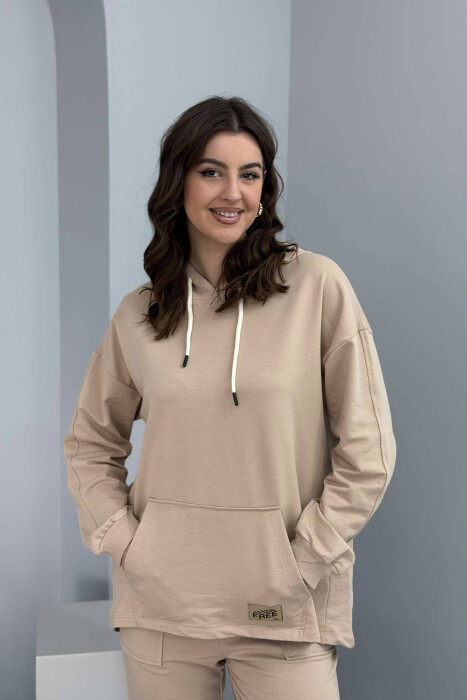 HOODIE+JOGGERS WOMEN SET BEIGE/BEZHE - 3