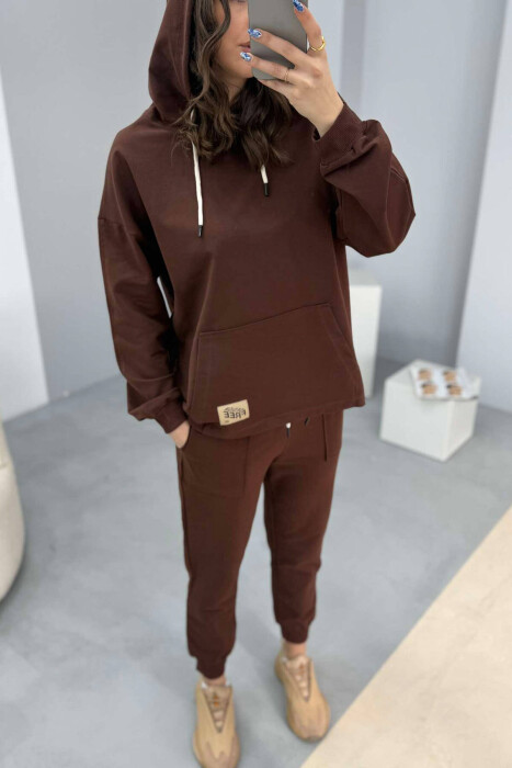 HOODIE+JOGGERS WOMEN SET BROWN/KAFE - 3