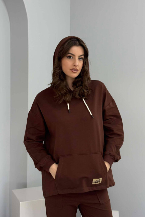 HOODIE+JOGGERS WOMEN SET BROWN/KAFE - 5