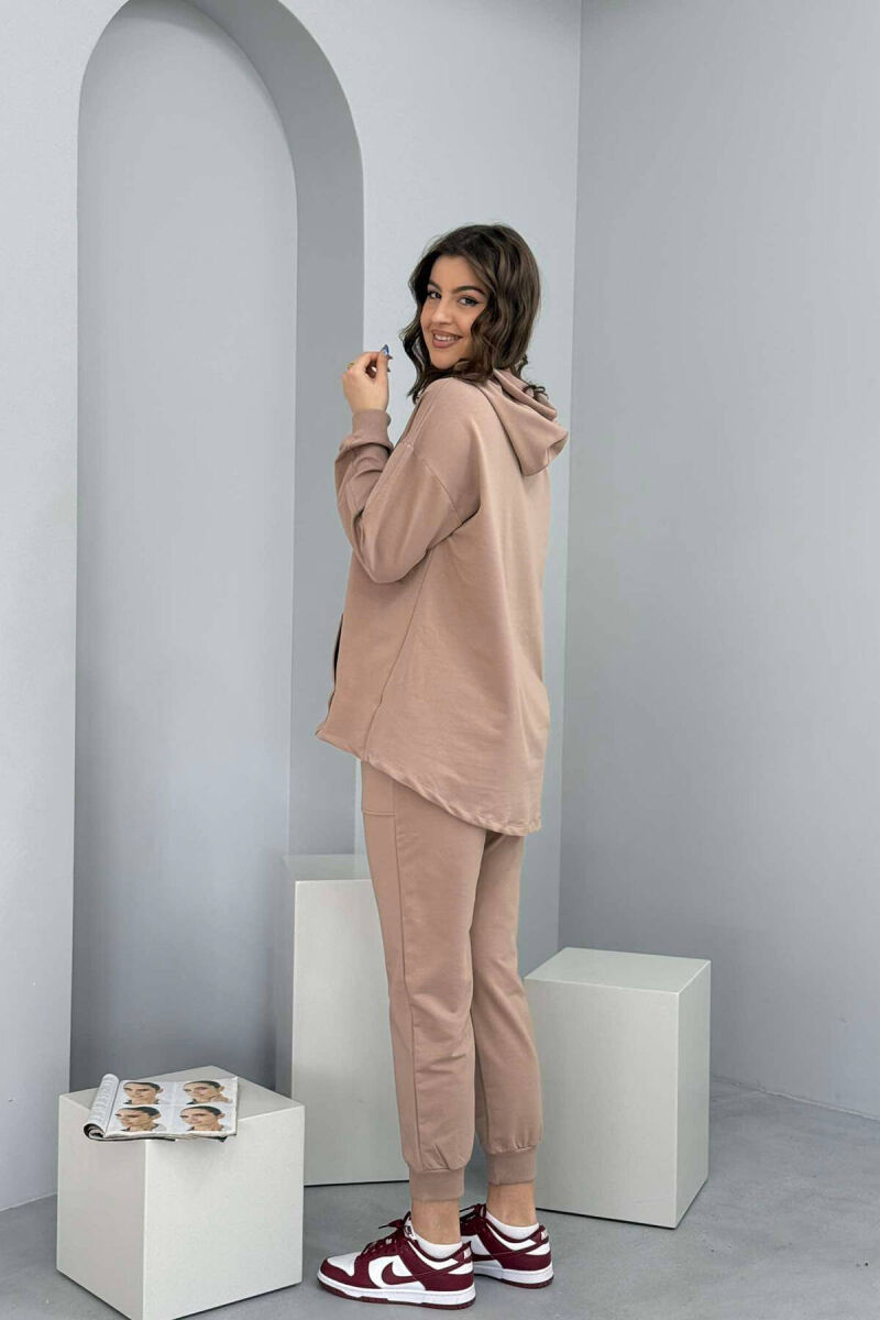 HOODIE+JOGGERS WOMEN SET DARK BEIGE/BEZHE ERRET - 3