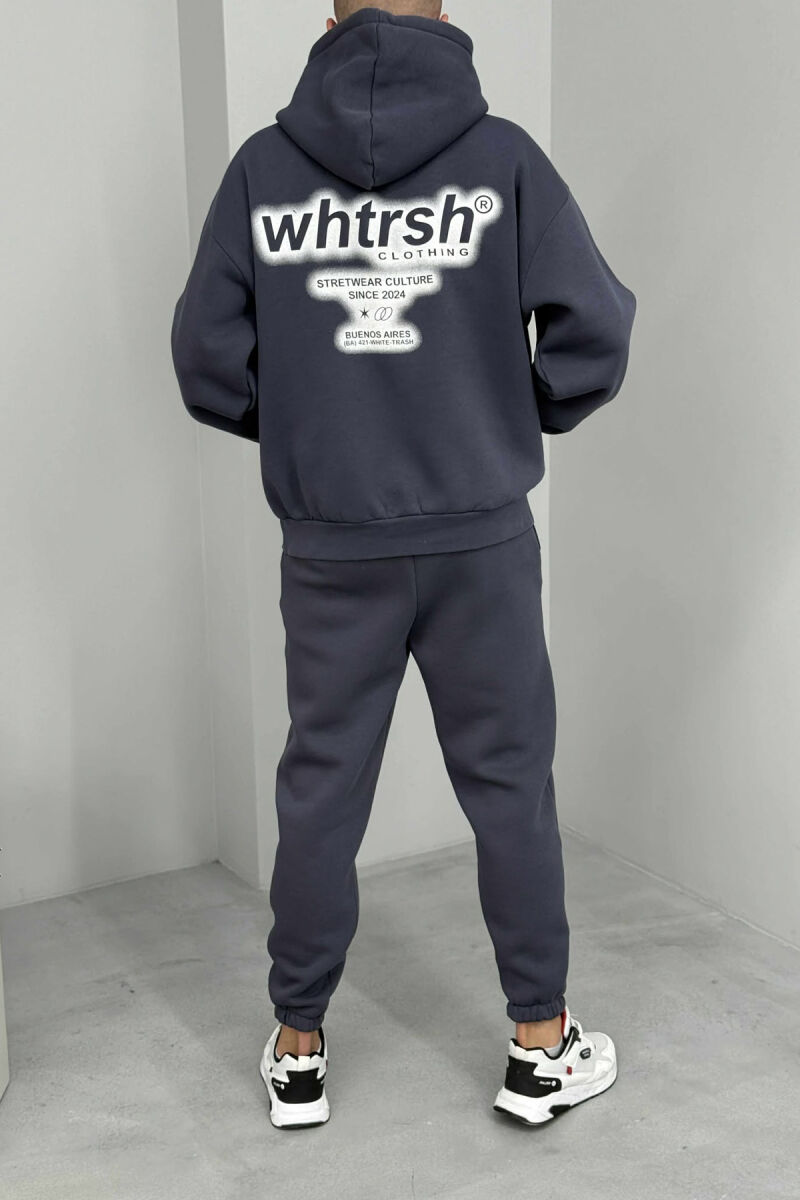 HOODIE+JOGGERS WRITTINGS FLUFFY MEN SET DARK GREY/GEE - 5