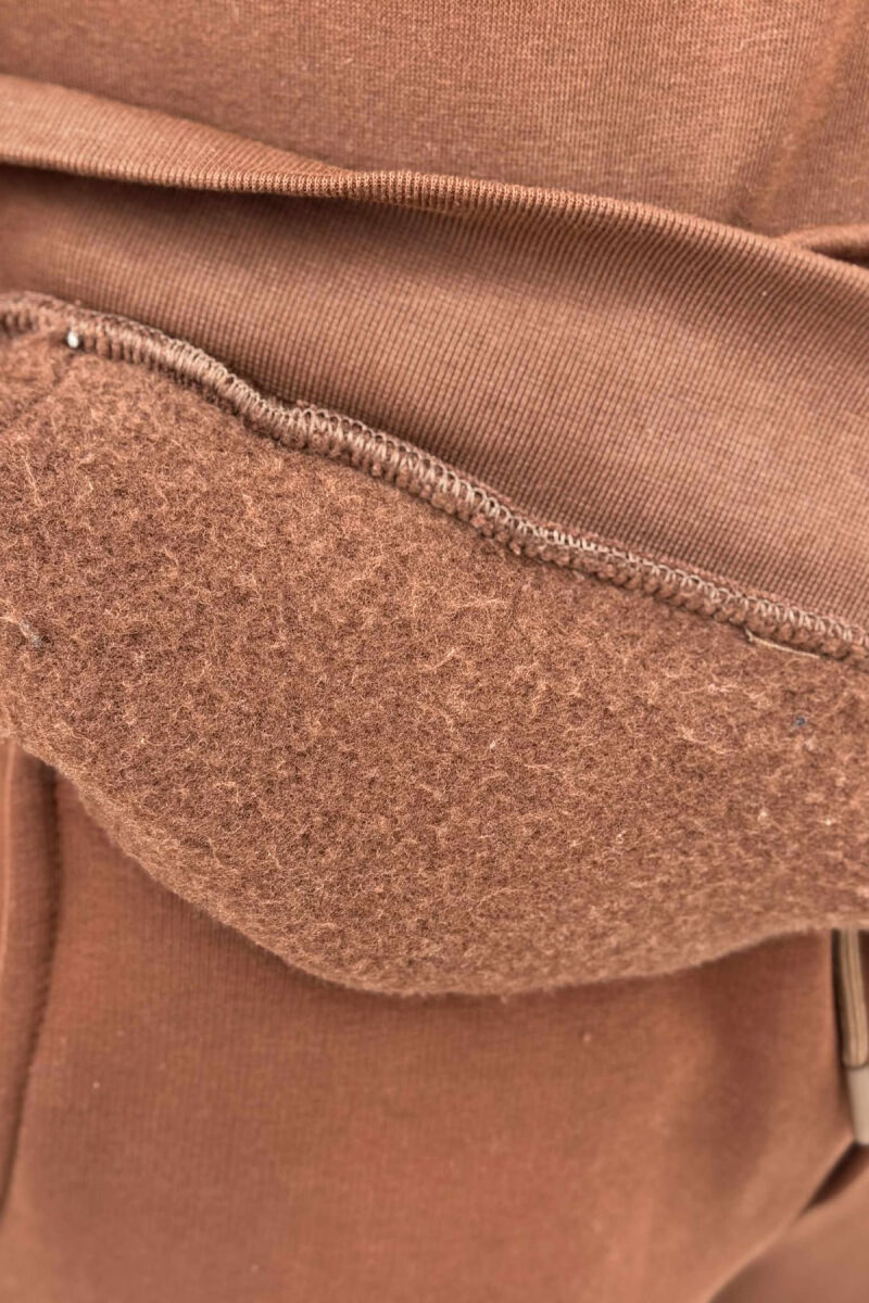 HOODIE+JOGGERS DESIGNED FLUFFY MEN SET BROWN/KAFE - 4