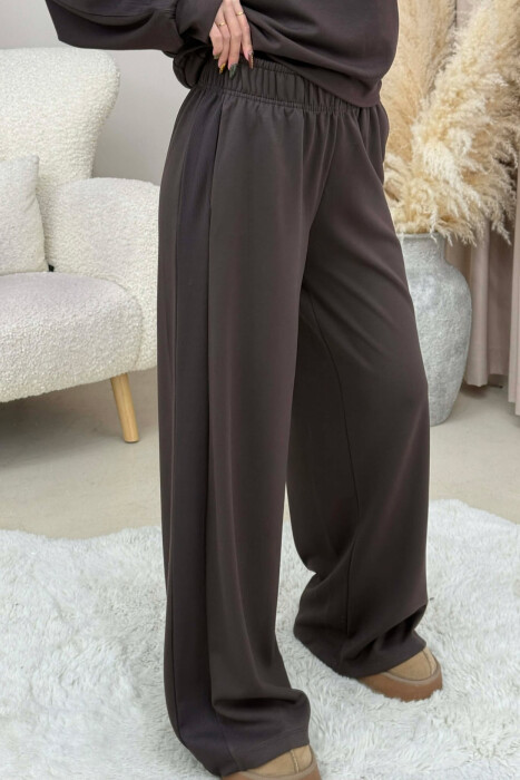 HOODIE+SWEATPANTS ONE COLOR SIMPLE WOMEN SET BROWN/KAFE - 2