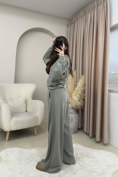 HOODIE+SWEATPANTS ONE COLOR SIMPLE WOMEN SET GREY/GRI - 2
