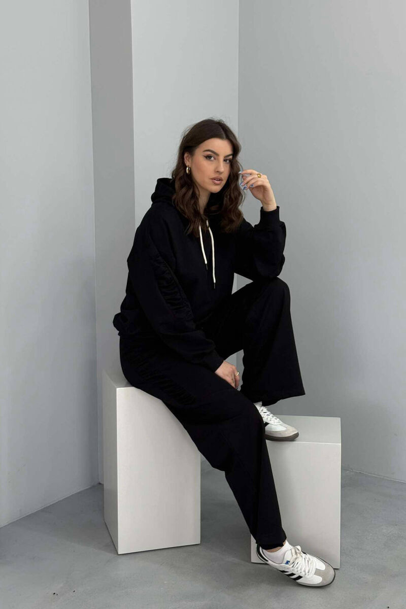 HOODIE+SWEATPANTS ONE COLOR WOMEN SET BLACK/ E ZEZE - 2