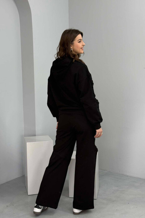 HOODIE+SWEATPANTS ONE COLOR WOMEN SET BLACK/ E ZEZE - 4