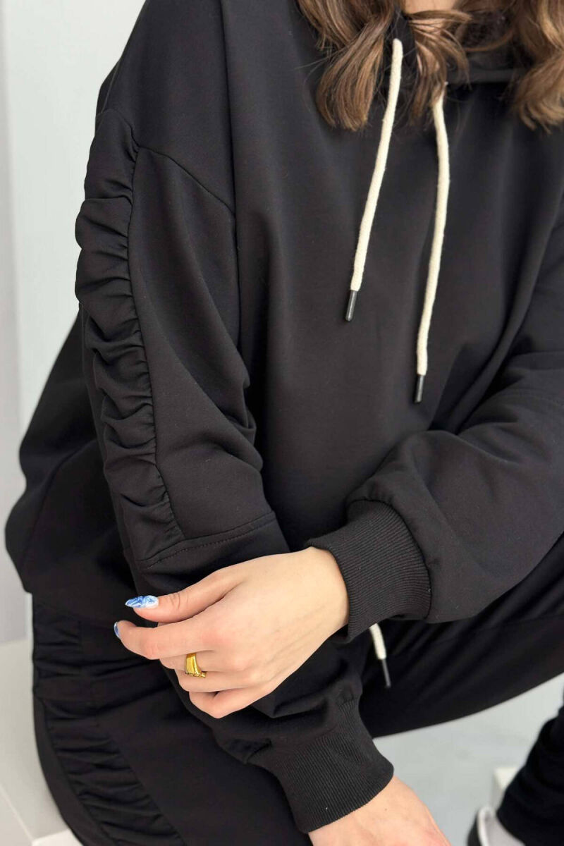 HOODIE+SWEATPANTS ONE COLOR WOMEN SET BLACK/ E ZEZE - 5