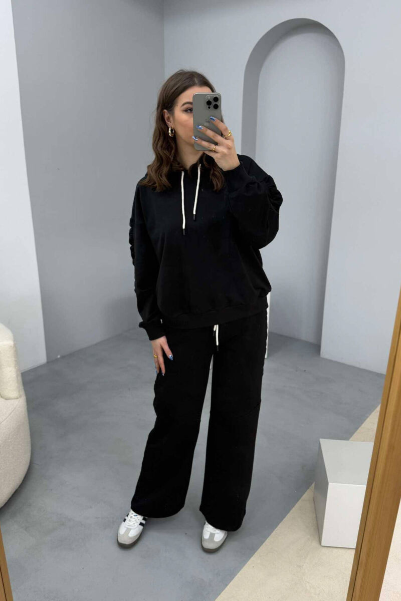 HOODIE+SWEATPANTS ONE COLOR WOMEN SET BLACK/ E ZEZE - 6