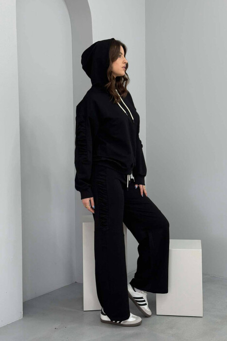 HOODIE+SWEATPANTS ONE COLOR WOMEN SET BLACK/ E ZEZE - 7