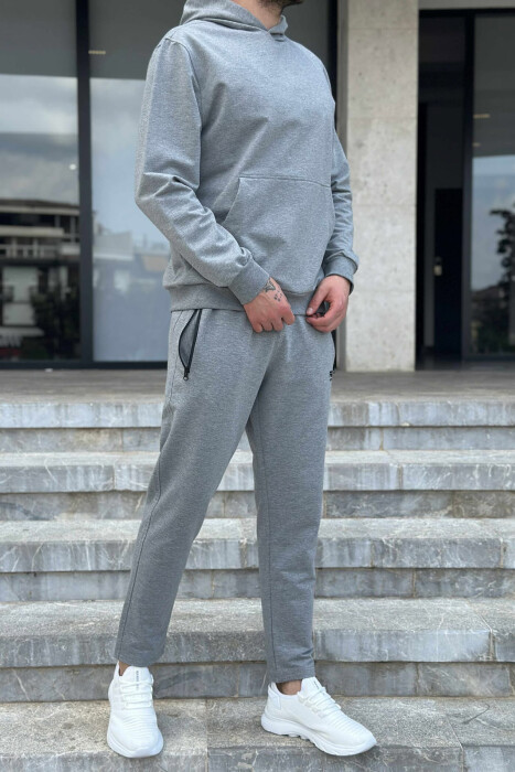HOODIE+SWEATPANTS SIMPLE MEN SET GREY/GRI - 5
