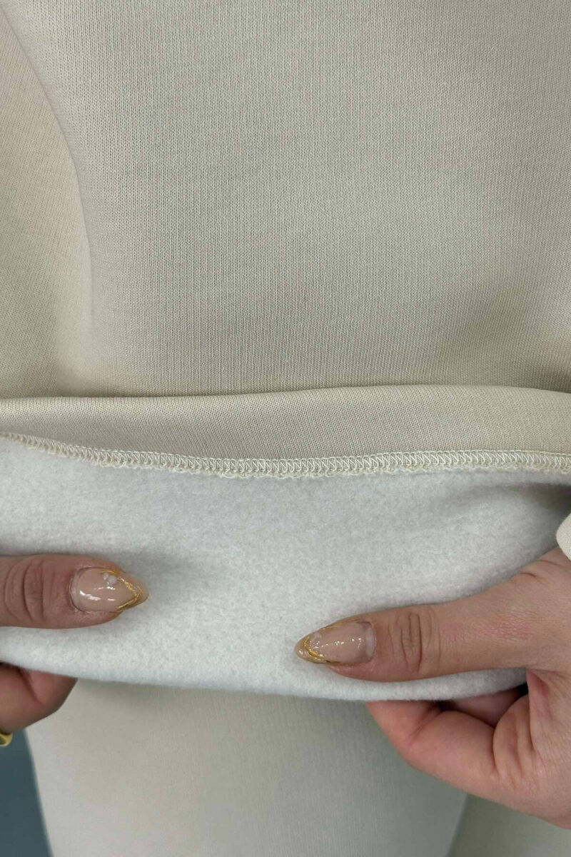 HOODIE+SWEATPANTS WOMEN FLUFFY SET CREAM/KREM - 2