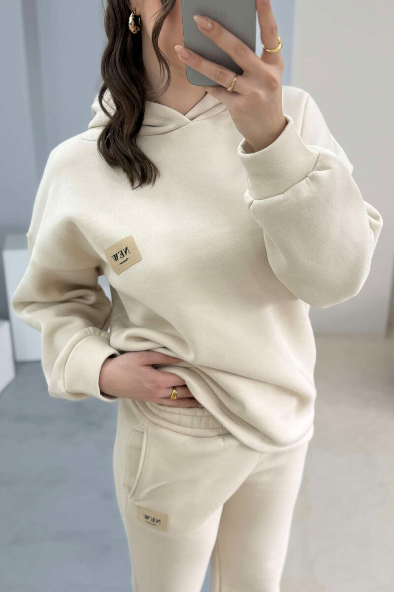 HOODIE+SWEATPANTS WOMEN FLUFFY SET CREAM/KREM - 3