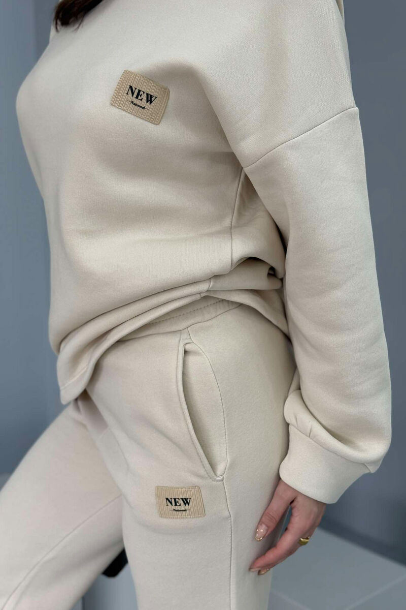 HOODIE+SWEATPANTS WOMEN FLUFFY SET CREAM/KREM - 7