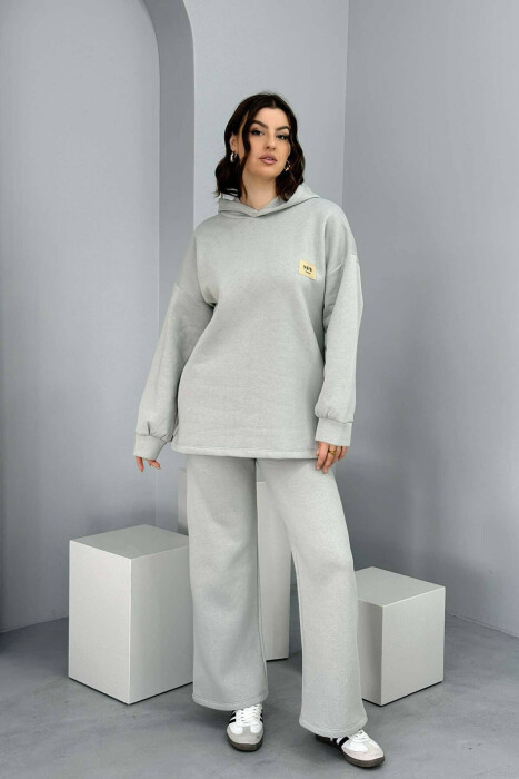 HOODIE+SWEATPANTS WOMEN FLUFFY SET LIGHT GREY/GZ - 1