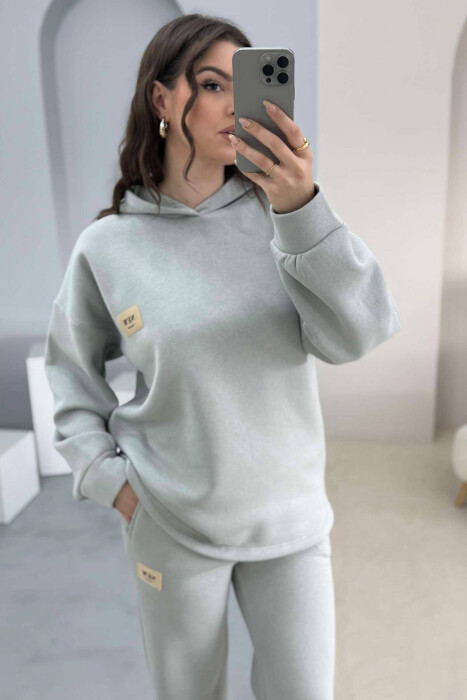 HOODIE+SWEATPANTS WOMEN FLUFFY SET LIGHT GREY/GZ - 2