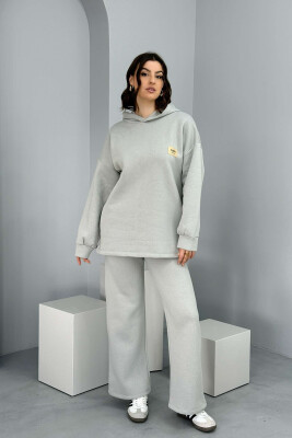 HOODIE+SWEATPANTS WOMEN FLUFFY SET LIGHT GREY/GZ 