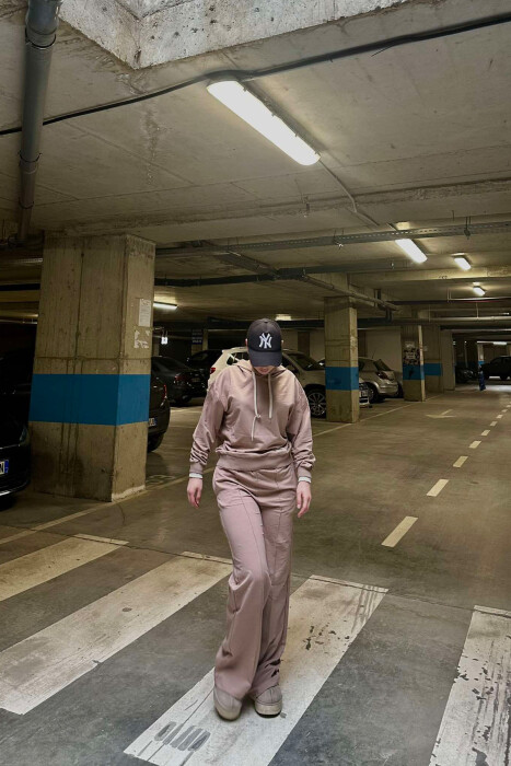 HOODIE+SWEATPANTS WOMEN SET BEIGE/BEZHE - KLAUDIO FASHION