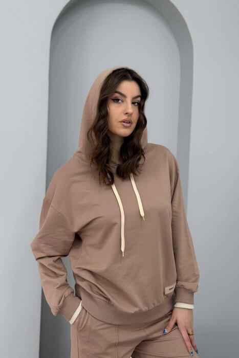 HOODIE+SWEATPANTS WOMEN SET BEIGE/BEZHE - 3