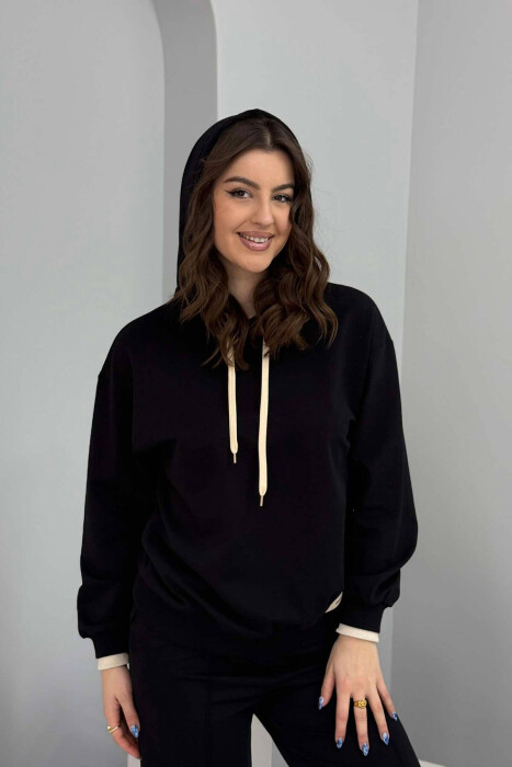 HOODIE+SWEATPANTS WOMEN SET BLACK/ E ZEZE - 5