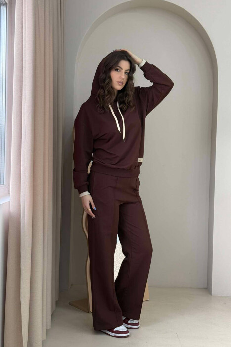 HOODIE+SWEATPANTS WOMEN SET BROWN/KAFE 