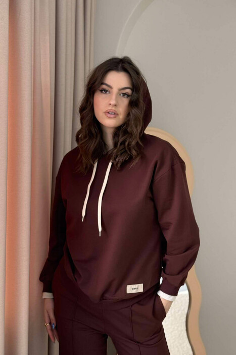 HOODIE+SWEATPANTS WOMEN SET BROWN/KAFE - 4