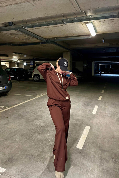 HOODIE+SWEATPANTS WOMEN SET BROWN/KAFE - 4