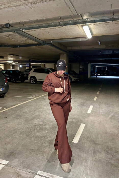 HOODIE+SWEATPANTS WOMEN SET BROWN/KAFE - 5