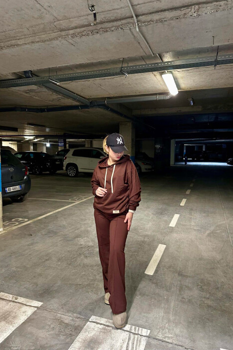 HOODIE+SWEATPANTS WOMEN SET BROWN/KAFE - 7
