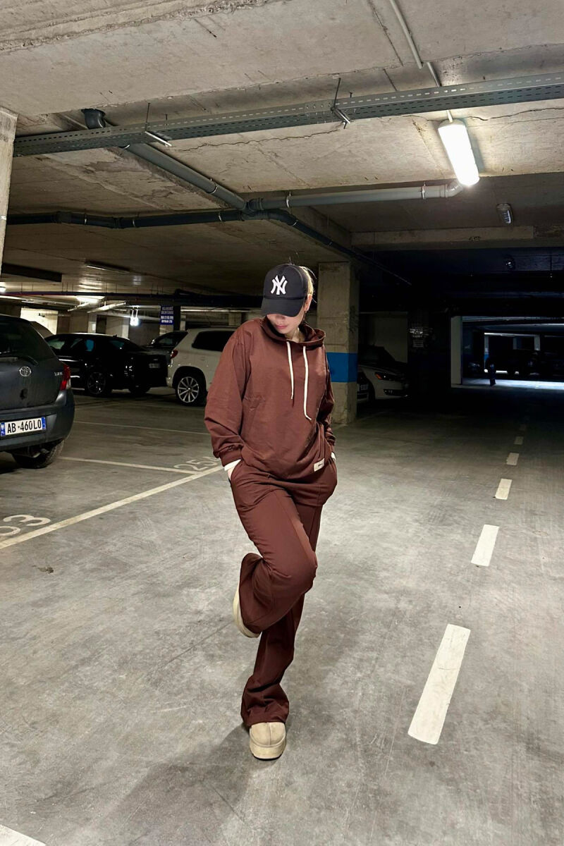 HOODIE+SWEATPANTS WOMEN SET BROWN/KAFE - 8