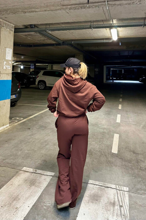 HOODIE+SWEATPANTS WOMEN SET BROWN/KAFE - 10