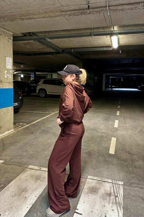 HOODIE+SWEATPANTS WOMEN SET BROWN/KAFE - 11