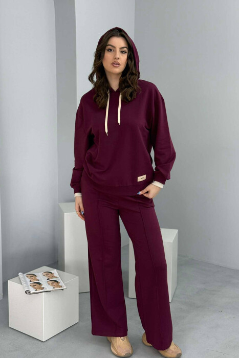 HOODIE+SWEATPANTS WOMEN SET BURGUNDY/VISHNJE 